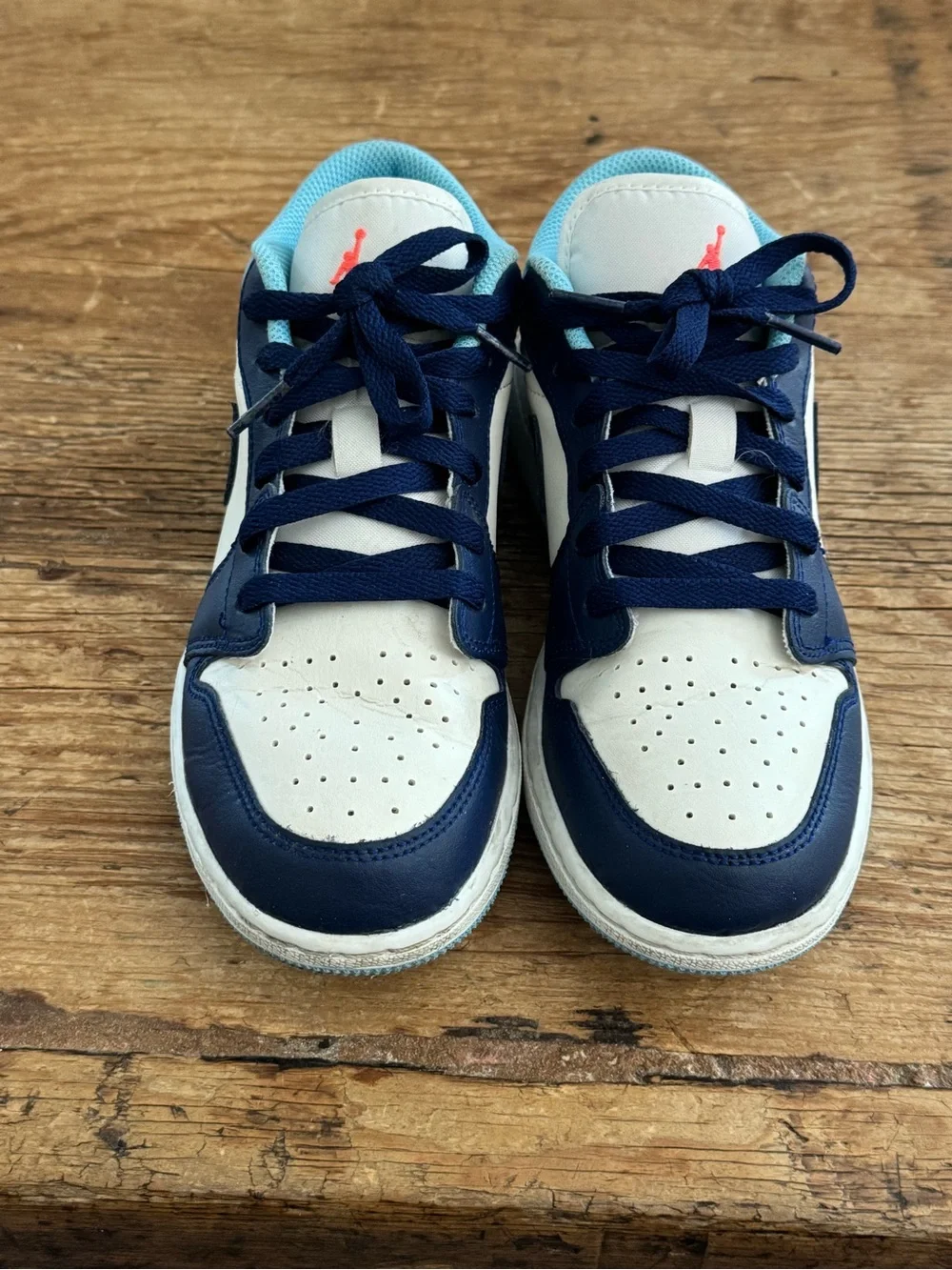 Air Jordan 1 Low GS “Sail Blue Chill Nike Sneakers (Big Kids size 5)